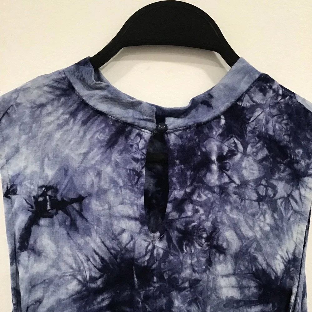 Justice‎ Girls Dress Tie Dye Size 20 Plus Blue Sleeveless Stretch Boho Mock Neck